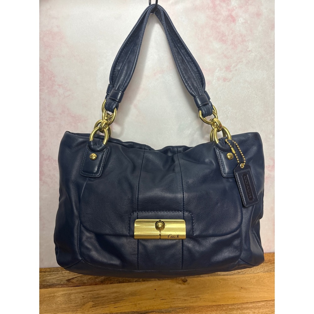 Coach Kristin Leather Satchel Midnight Blue